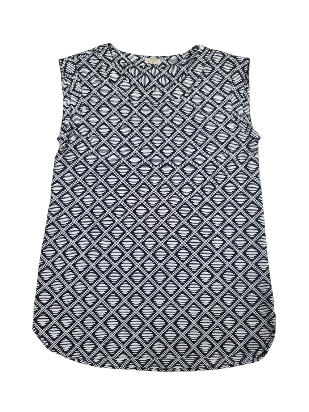 J.Crew Geometric Diamond Print Sleeveless Blouse Black White Size S